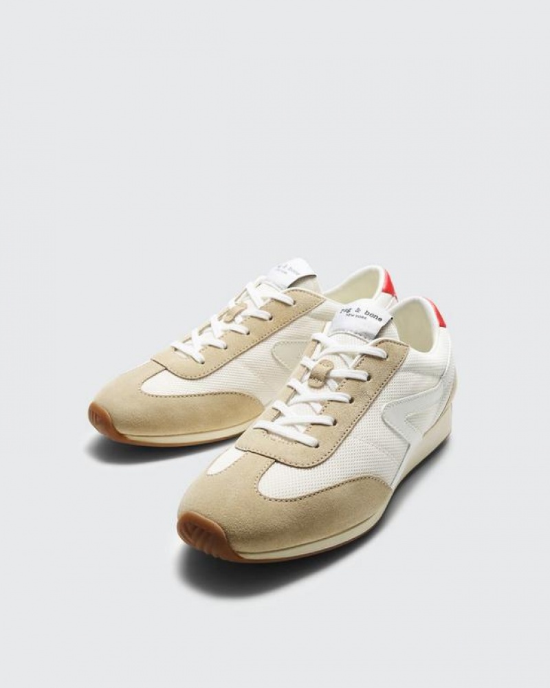 Rag & Bone Retro Runner - Wildleder Low Sneakers Damen Off Wht | 063759-BQC