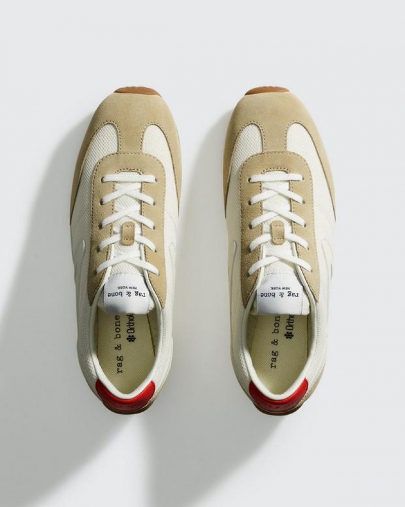 Rag & Bone Retro Runner - Wildleder Low Sneakers Damen Off Wht | 063759-BQC