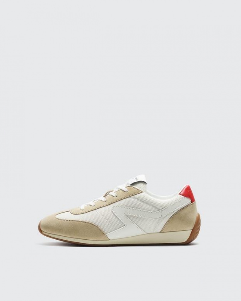 Rag & Bone Retro Runner - Wildleder Low Sneakers Damen Off Wht | 063759-BQC