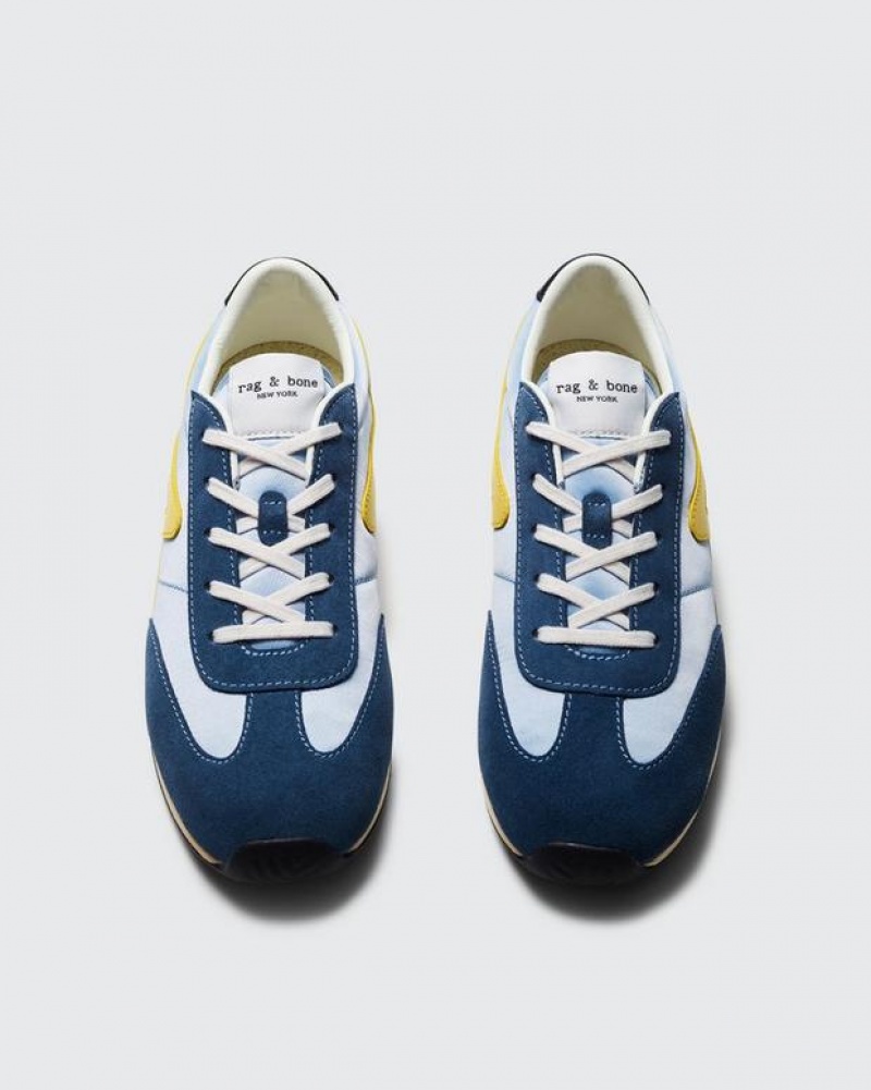 Rag & Bone Retro Runner - Wildleder Low Sneakers Damen Blau | 297346-SJV