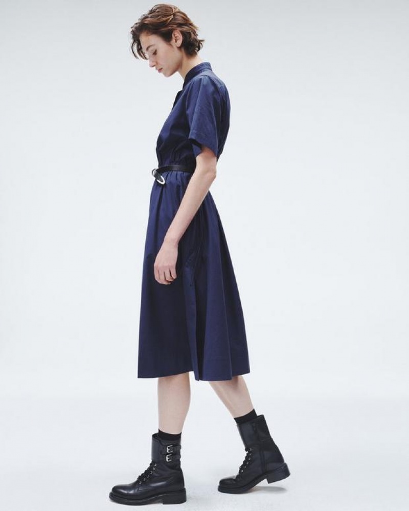 Rag & Bone Ronan Baumwoll Maxi Kleid Damen Navy | 621895-JPA