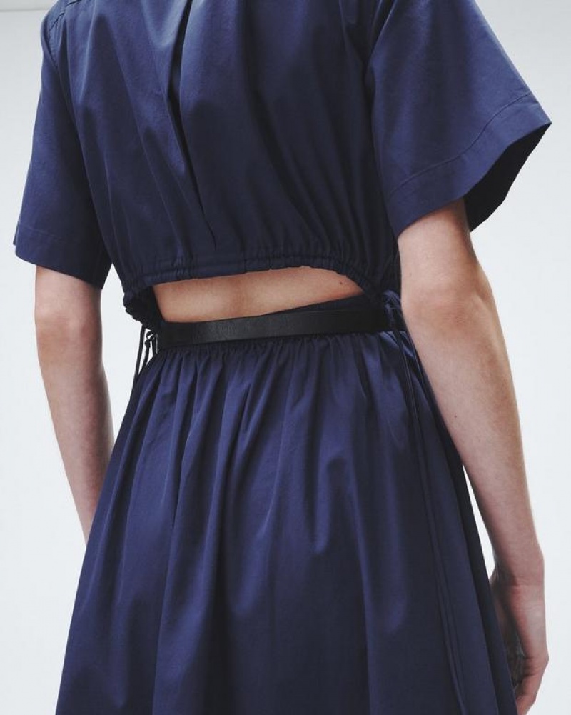 Rag & Bone Ronan Baumwoll Maxi Kleid Damen Navy | 621895-JPA