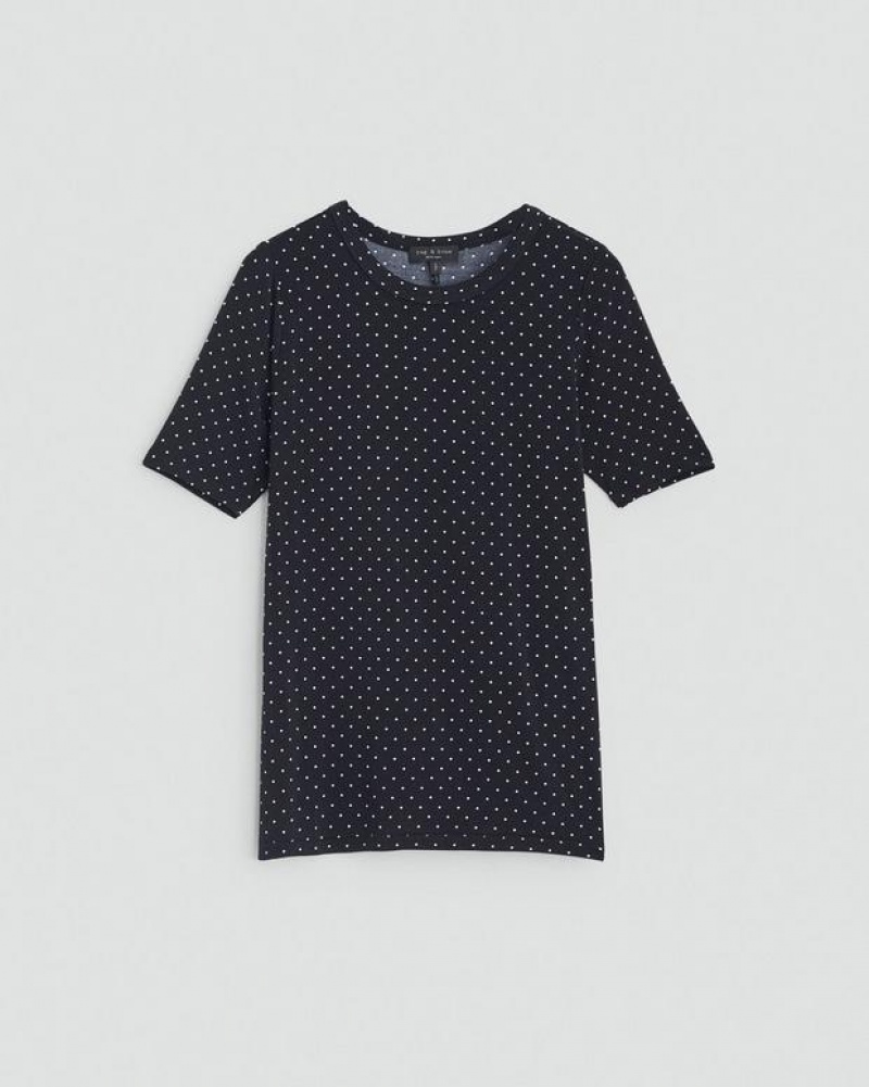 Rag & Bone Sabeen Sleeve Tee Jersey T-Shirt Damen Polka Dot | 739215-MBW