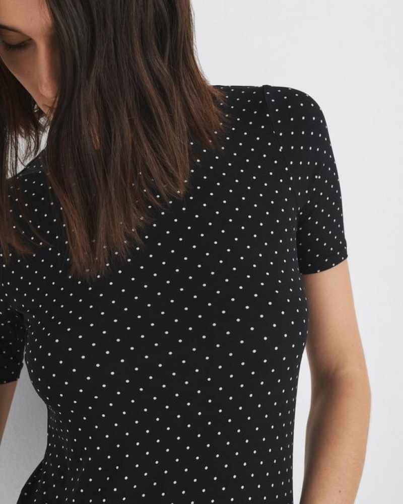 Rag & Bone Sabeen Sleeve Tee Jersey T-Shirt Damen Polka Dot | 739215-MBW