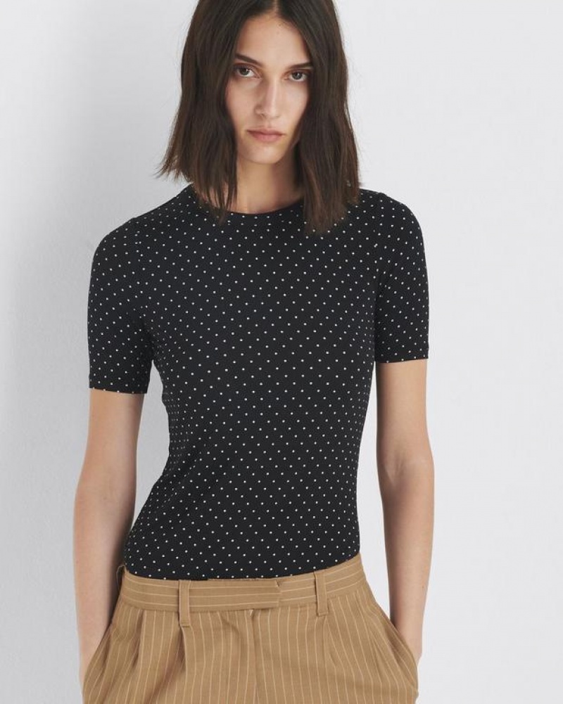 Rag & Bone Sabeen Sleeve Tee Jersey T-Shirt Damen Polka Dot | 739215-MBW