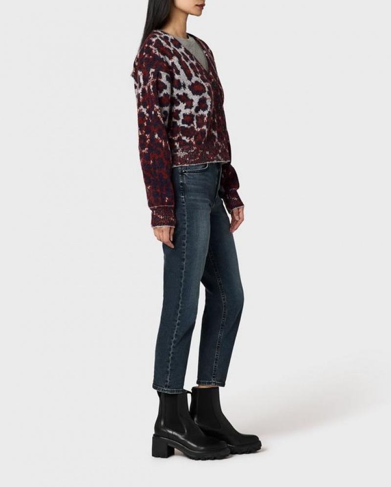 Rag & Bone Sarah Wolle Leopard Cardigan Relaxed Fit Pullover Damen Leopard | 162735-OBE