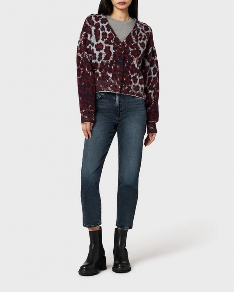 Rag & Bone Sarah Wolle Leopard Cardigan Relaxed Fit Pullover Damen Leopard | 162735-OBE