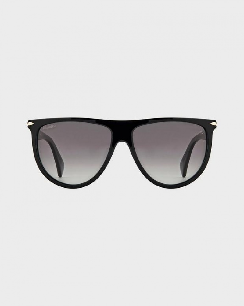 Rag & Bone Serena Shield Sonnenbrille Damen Schwarz | 029456-ZYL