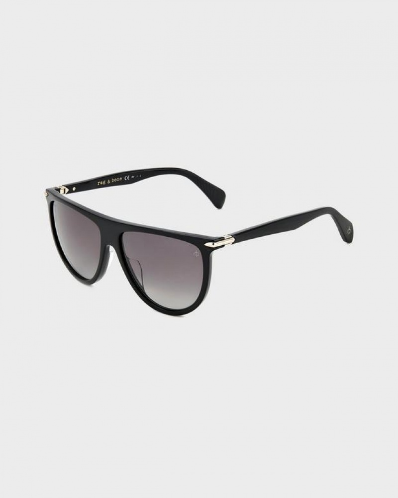 Rag & Bone Serena Shield Sonnenbrille Damen Schwarz | 029456-ZYL