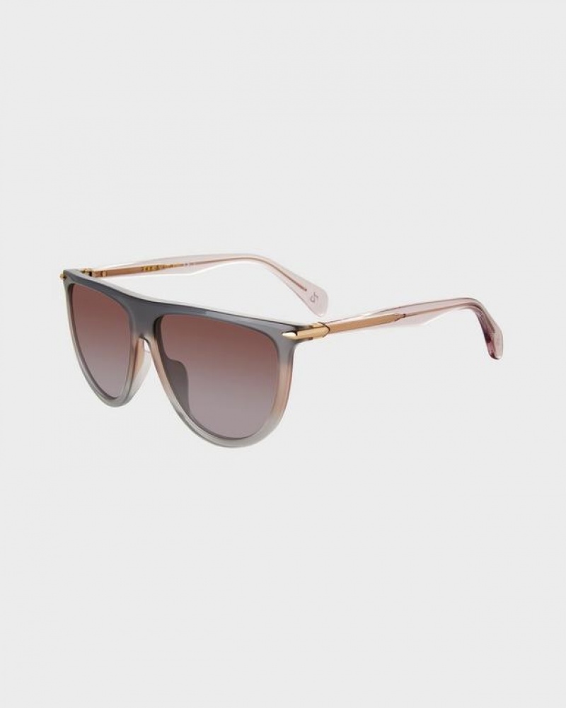 Rag & Bone Serena Shield Sonnenbrille Damen Grau | 873195-RQM