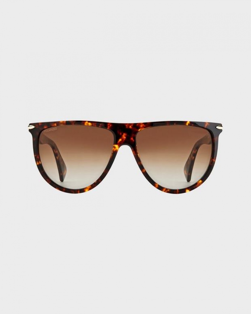 Rag & Bone Serena Shield Sonnenbrille Damen Havana | 370189-BLK