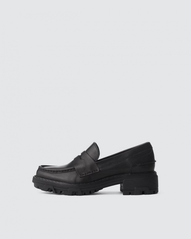 Rag & Bone Shiloh - Leder Penny Flache Schuhe Damen Schwarz | 031976-ILQ