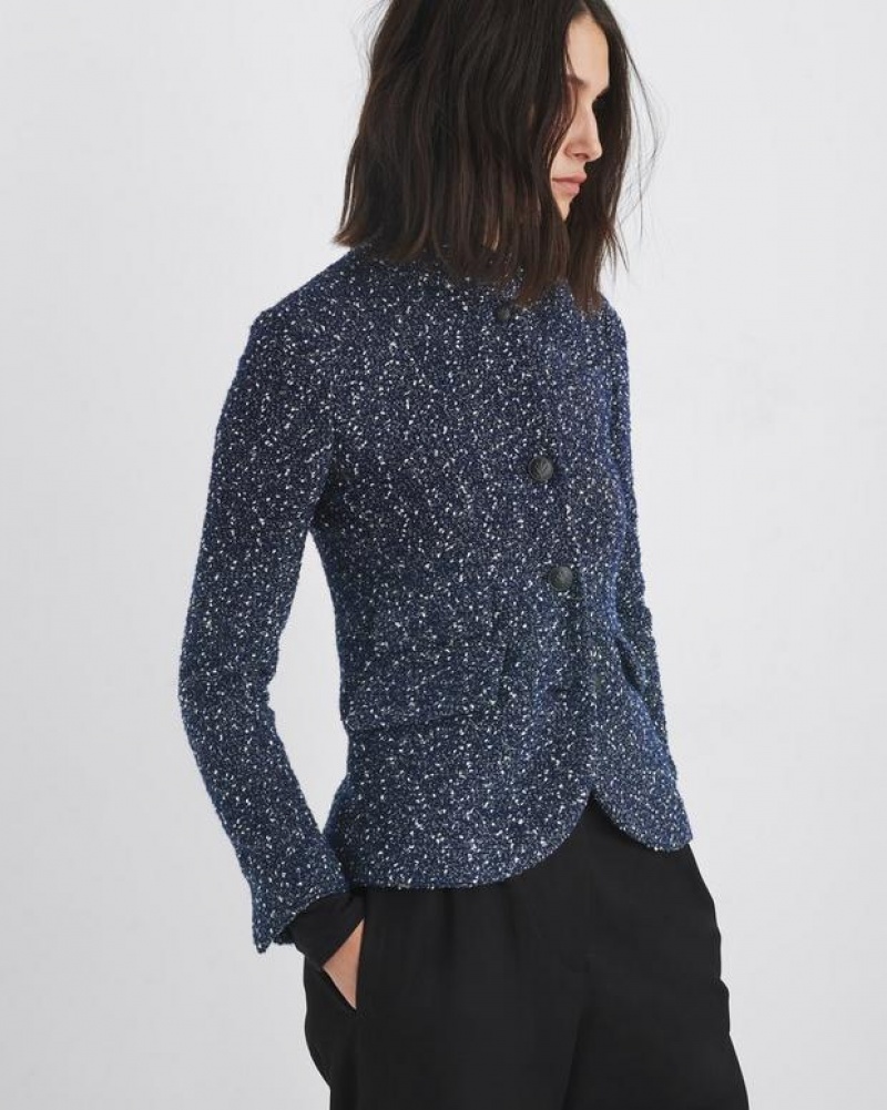 Rag & Bone Slade Tweed Slim Fit Blazer Damen Blau | 108543-OMK