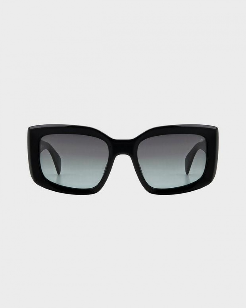 Rag & Bone Sofie Rectangular Sonnenbrille Damen Schwarz | 376184-OBS