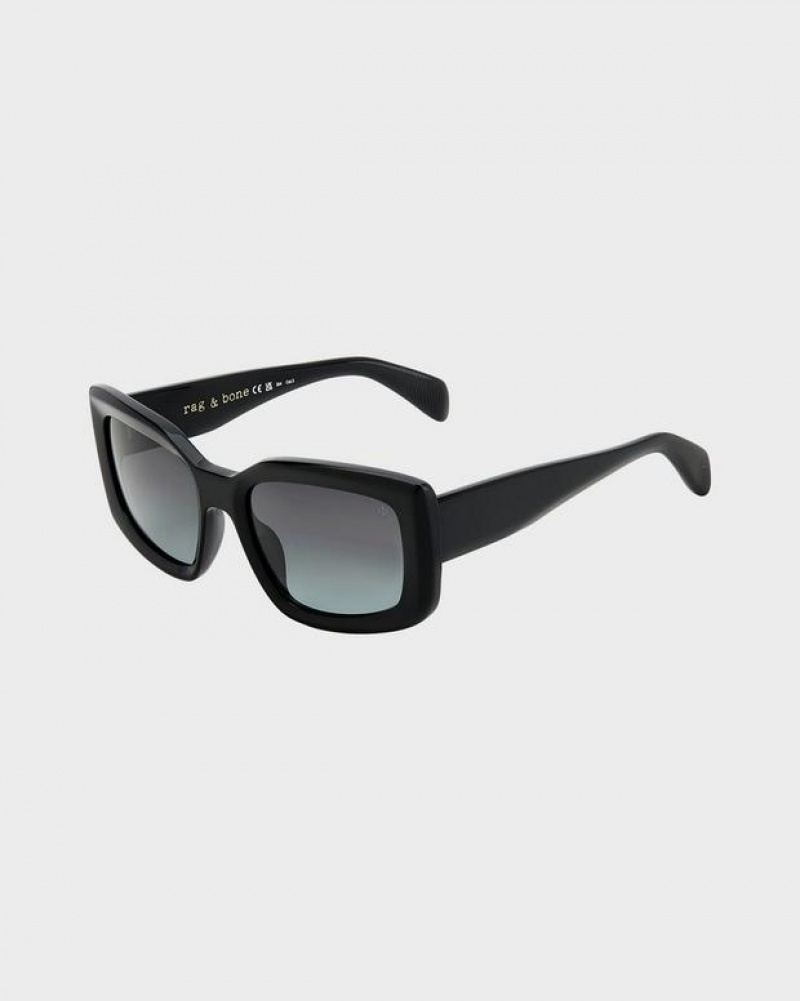 Rag & Bone Sofie Rectangular Sonnenbrille Damen Schwarz | 376184-OBS