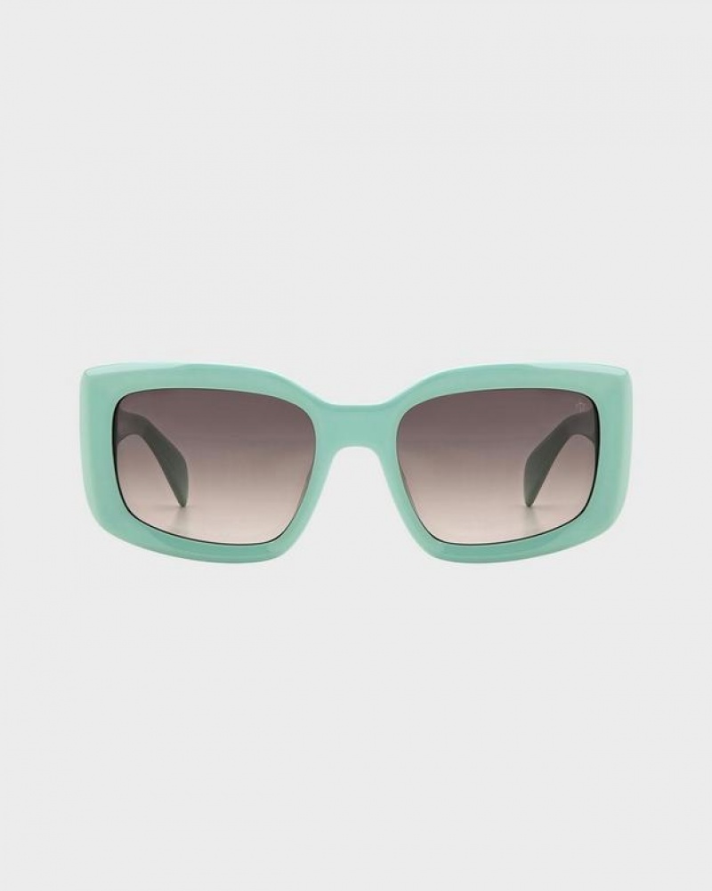 Rag & Bone Sofie Rectangular Sonnenbrille Damen Grün | 014582-VQP