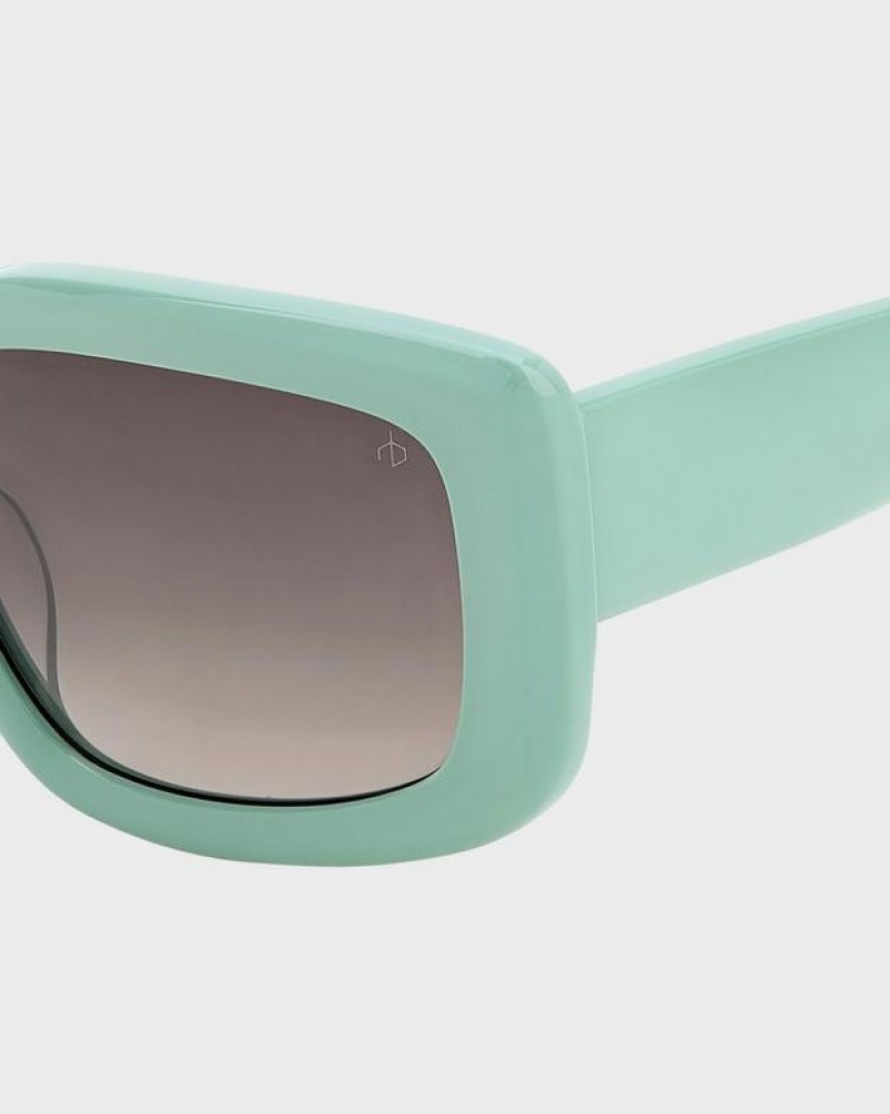 Rag & Bone Sofie Rectangular Sonnenbrille Damen Grün | 014582-VQP