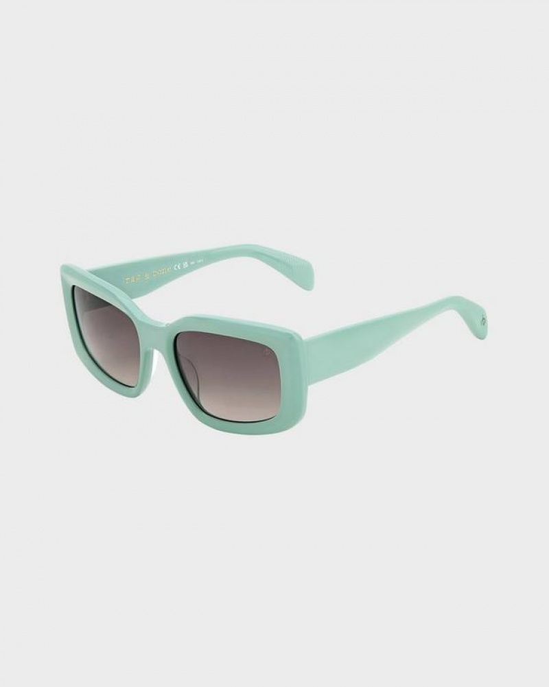 Rag & Bone Sofie Rectangular Sonnenbrille Damen Grün | 014582-VQP