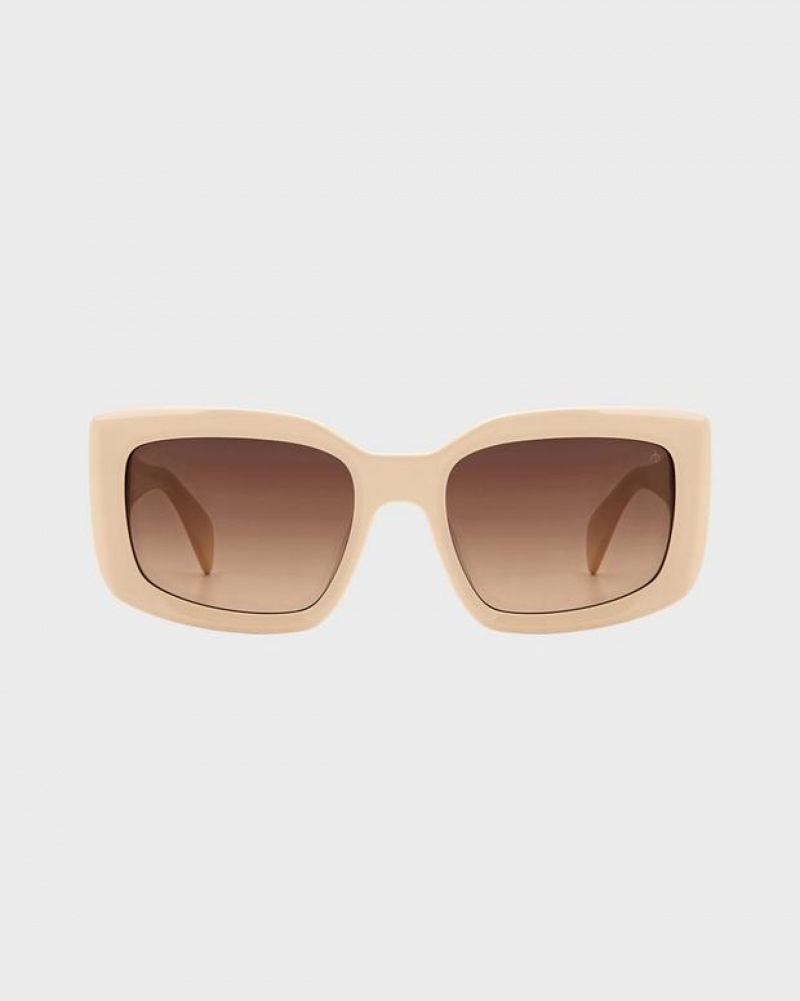 Rag & Bone Sofie Rectangular Sonnenbrille Damen Beige | 094685-IYL