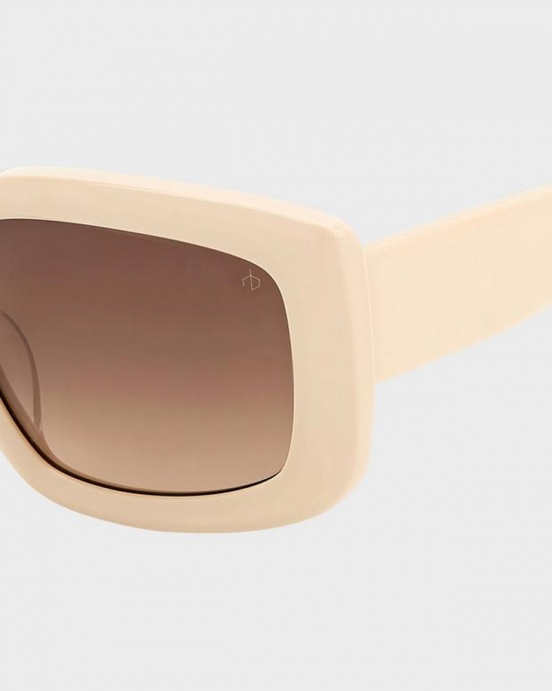 Rag & Bone Sofie Rectangular Sonnenbrille Damen Beige | 094685-IYL