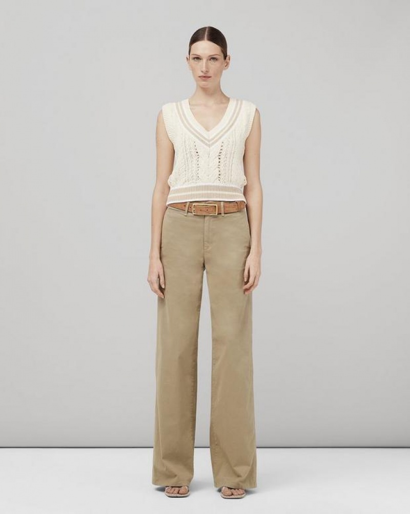 Rag & Bone Sofie Weite Leg Baumwoll Chino Relaxed Fit Hose Damen Khaki | 316859-JQP