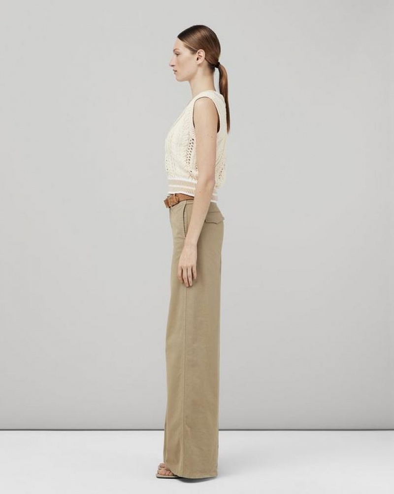 Rag & Bone Sofie Weite Leg Baumwoll Chino Relaxed Fit Hose Damen Khaki | 316859-JQP