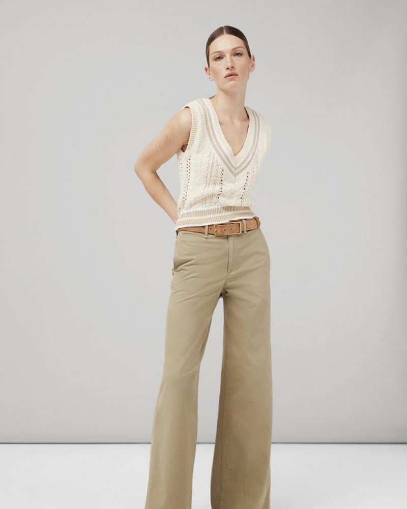 Rag & Bone Sofie Weite Leg Baumwoll Chino Relaxed Fit Hose Damen Khaki | 316859-JQP