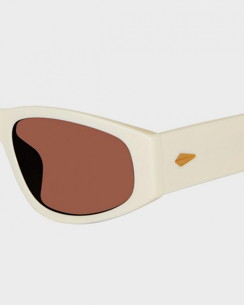 Rag & Bone Soren Oval Sonnenbrille Damen Weiß Gold | 698704-SHM