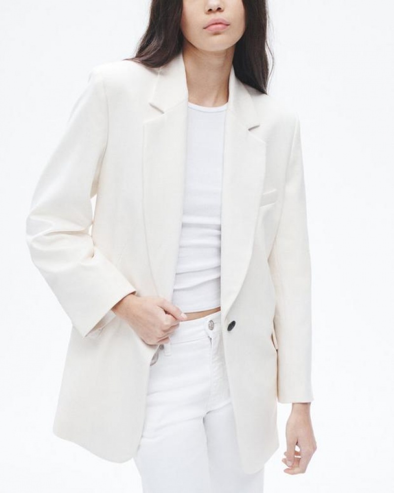 Rag & Bone Suzanne Viscose Relaxed Fit Blazer Damen Weiß | 014762-KAR