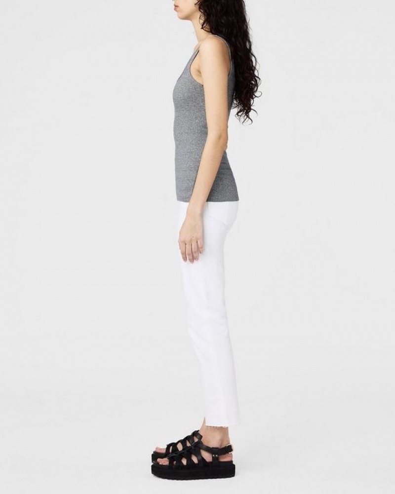 Rag & Bone The Essential Rib Scoopneck Tank Pima Baumwoll Tank T-Shirt Damen Grau | 154280-NIV