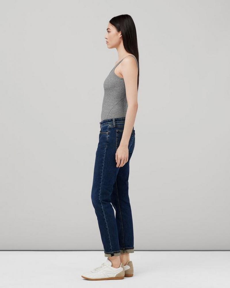 Rag & Bone The Essential Rib Scoopneck Tank Pima Baumwoll Tank T-Shirt Damen Grau | 154280-NIV