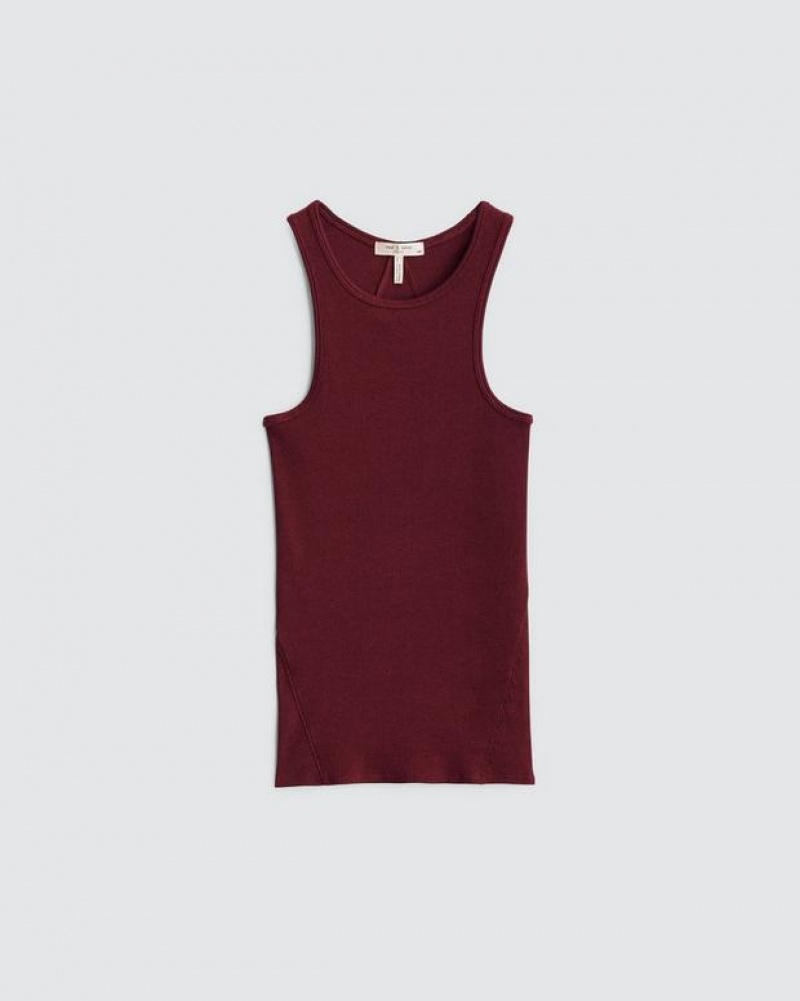 Rag & Bone The Essential Rib Tank Rib Baumwoll T-Shirt Damen Braun | 836524-PGJ