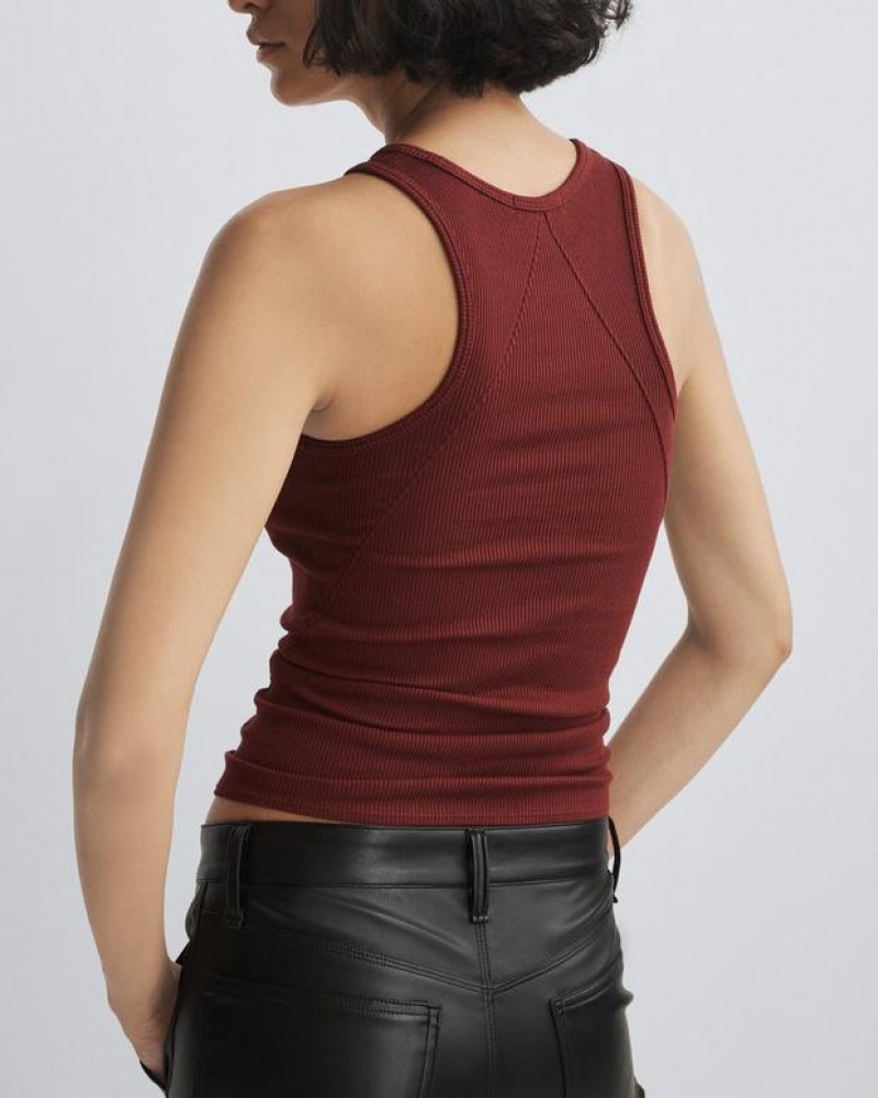 Rag & Bone The Essential Rib Tank Rib Baumwoll T-Shirt Damen Braun | 836524-PGJ