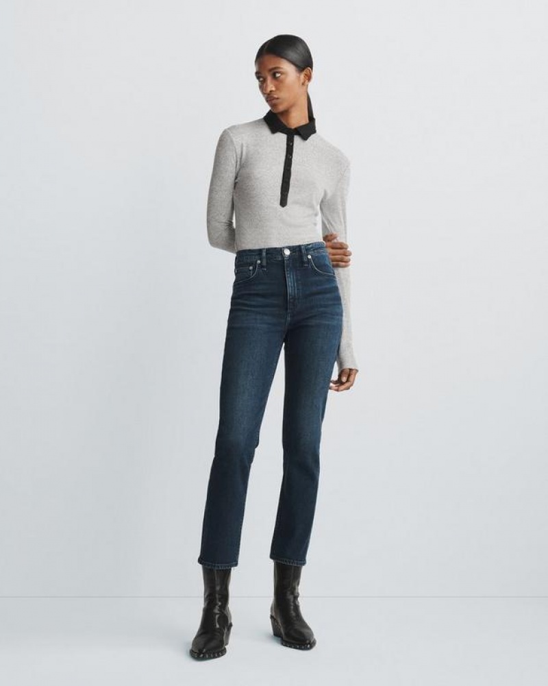 Rag & Bone The Knit Colorblock Rib Baumwoll Oberteile Damen Grau | 561987-NMI