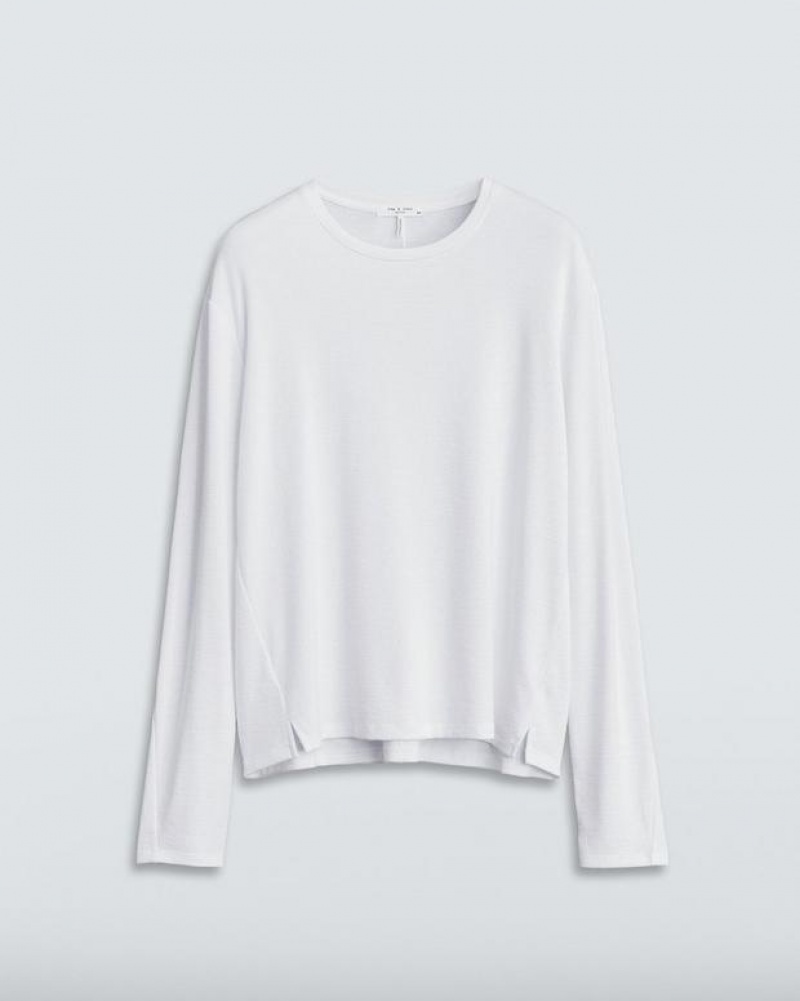 Rag & Bone The Knit Long Sleeve Tee Jersey T-Shirt Damen Weiß | 930524-SNU