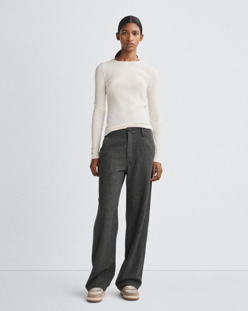 Rag & Bone The Knit Rib Paneled Crew Slim Fit T-Shirt Damen Weiß | 917348-GNY