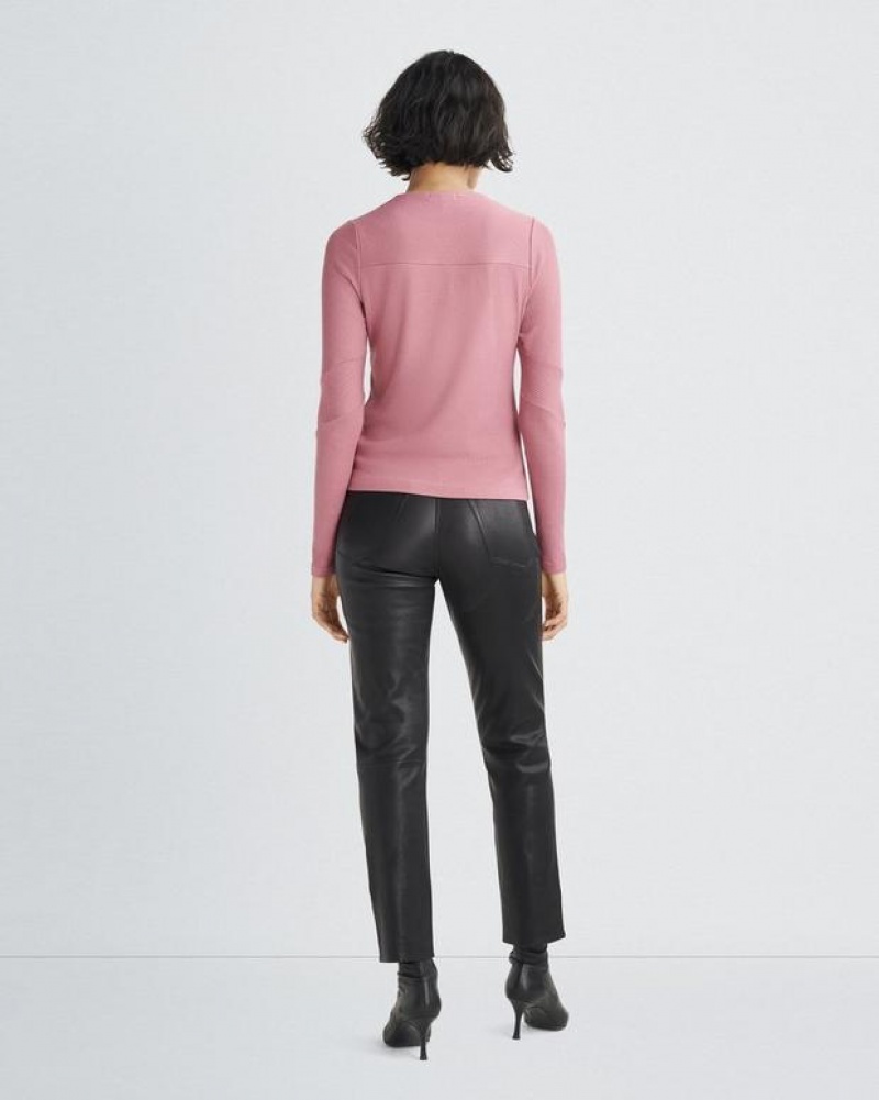 Rag & Bone The Knit Rib Paneled Crew Slim Fit T-Shirt Damen Rosa | 756830-CEQ