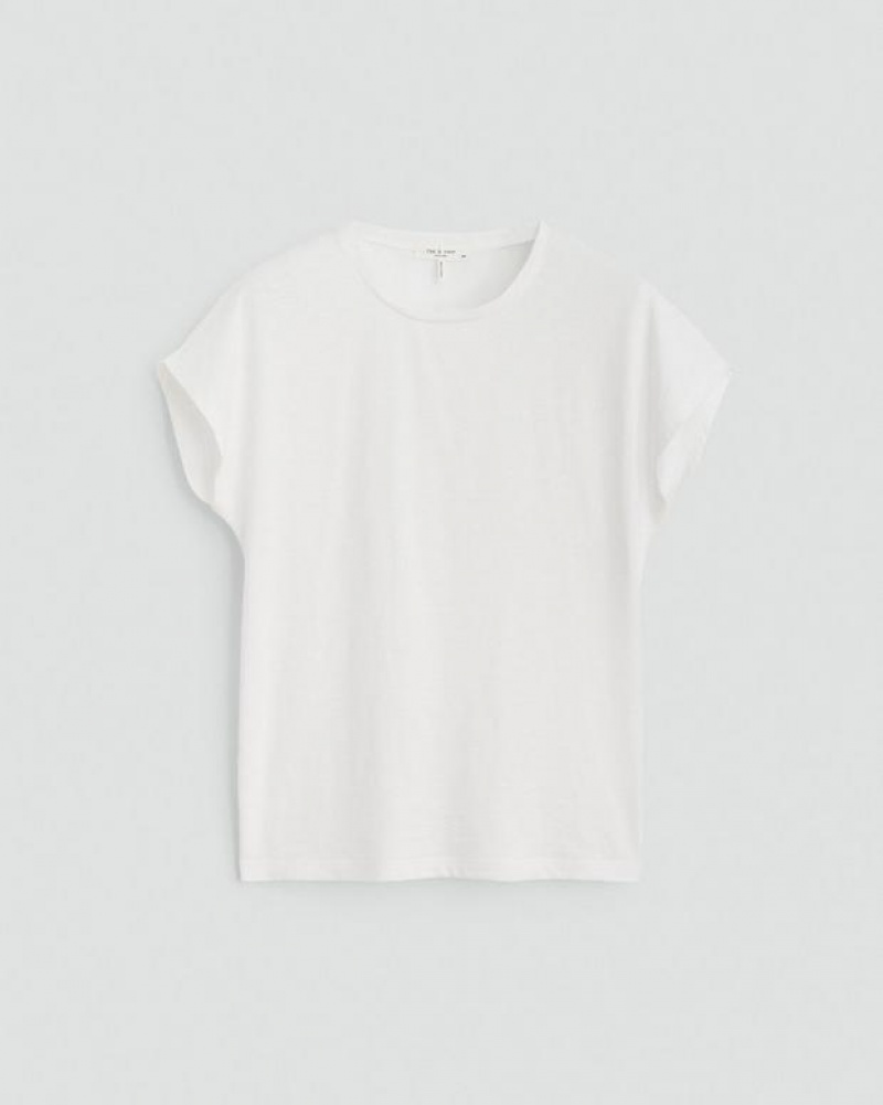 Rag & Bone The Slub Falten Tee Organic Pima Baumwoll T-Shirt Damen Weiß | 956380-ZPV