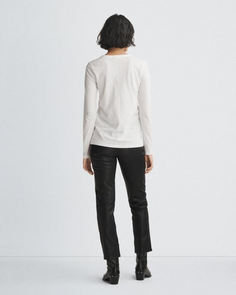 Rag & Bone The Slub Long Sleeve Slim Fit T-Shirt Damen Weiß | 831095-TBO