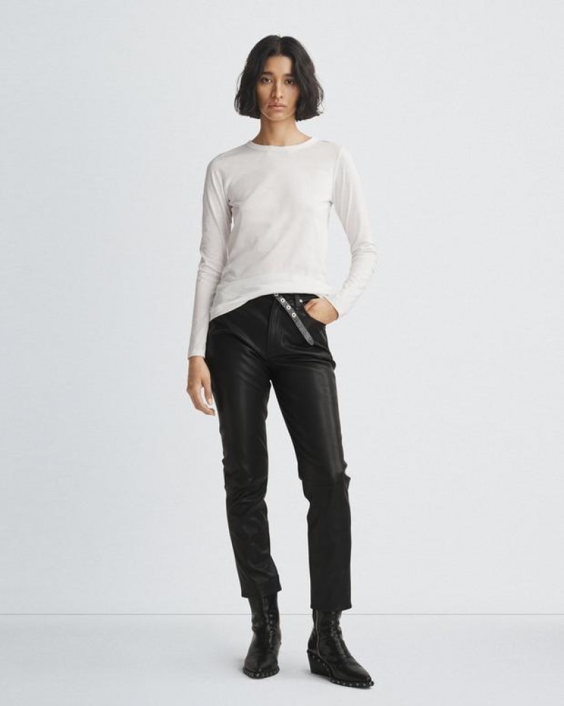 Rag & Bone The Slub Long Sleeve Slim Fit T-Shirt Damen Weiß | 831095-TBO