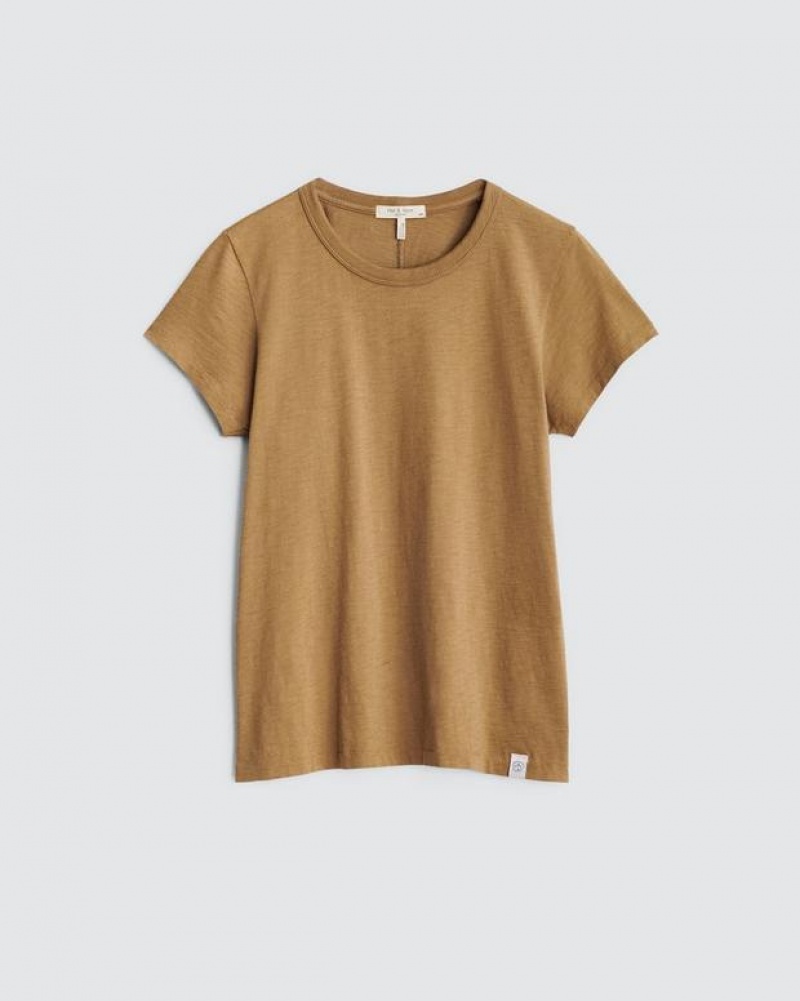 Rag & Bone The Slub Tee Organic Pima Baumwoll T-Shirt Damen Khaki | 864317-UAH