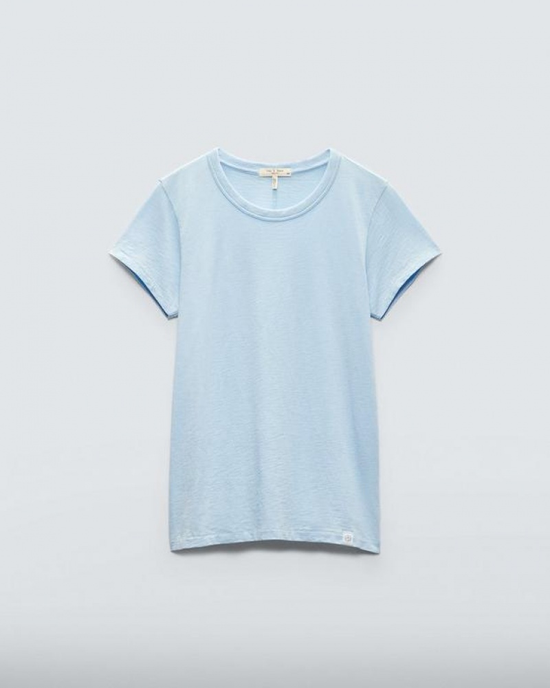 Rag & Bone The Slub Tee Organic Pima Baumwoll T-Shirt Damen Raindrop | 028914-IOH