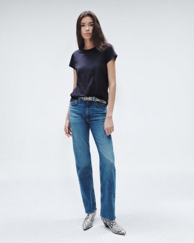 Rag & Bone The Slub Tee Organic Pima Baumwoll T-Shirt Damen Salute | 187306-ZPQ