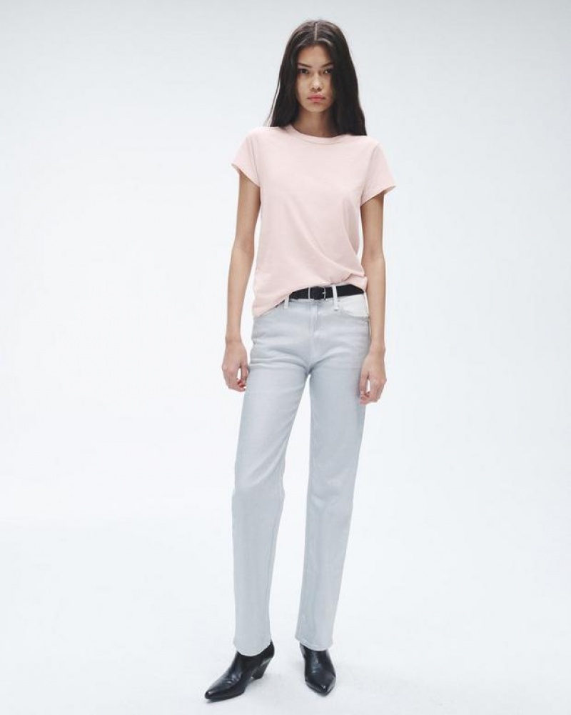 Rag & Bone The Slub Tee Organic Pima Baumwoll T-Shirt Damen Rosa | 658024-PEZ