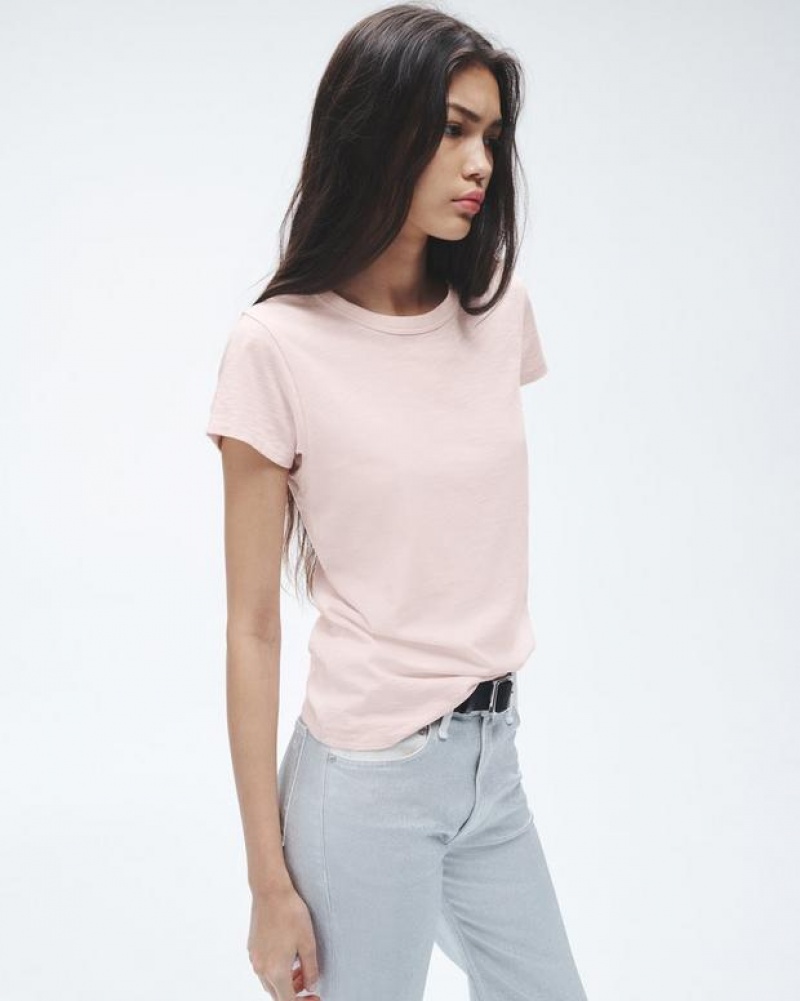 Rag & Bone The Slub Tee Organic Pima Baumwoll T-Shirt Damen Rosa | 658024-PEZ