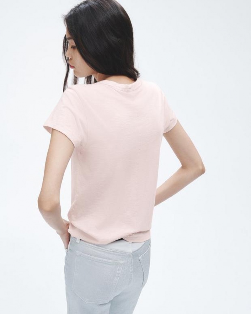 Rag & Bone The Slub Tee Organic Pima Baumwoll T-Shirt Damen Rosa | 658024-PEZ