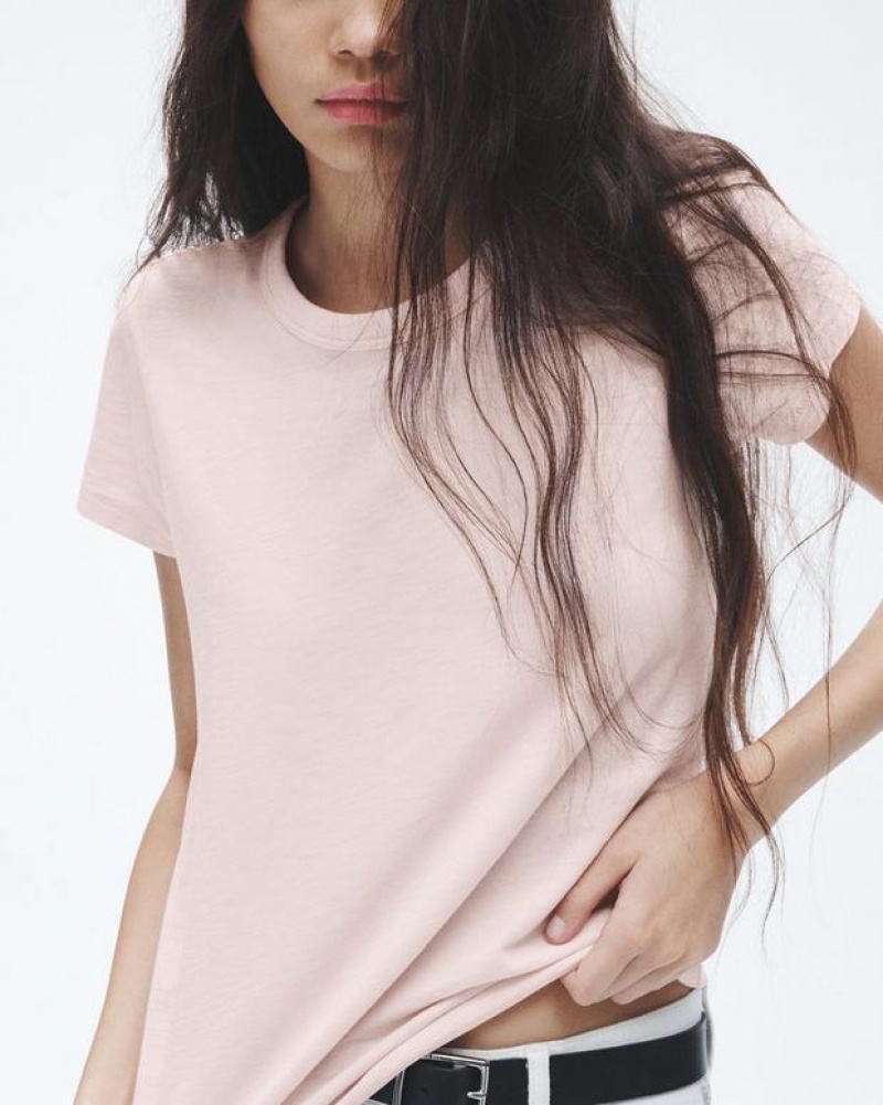 Rag & Bone The Slub Tee Organic Pima Baumwoll T-Shirt Damen Rosa | 658024-PEZ