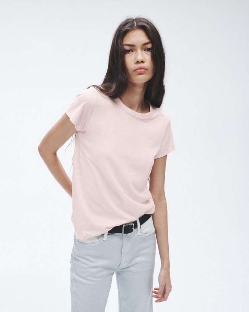 Rag & Bone The Slub Tee Organic Pima Baumwoll T-Shirt Damen Rosa | 658024-PEZ