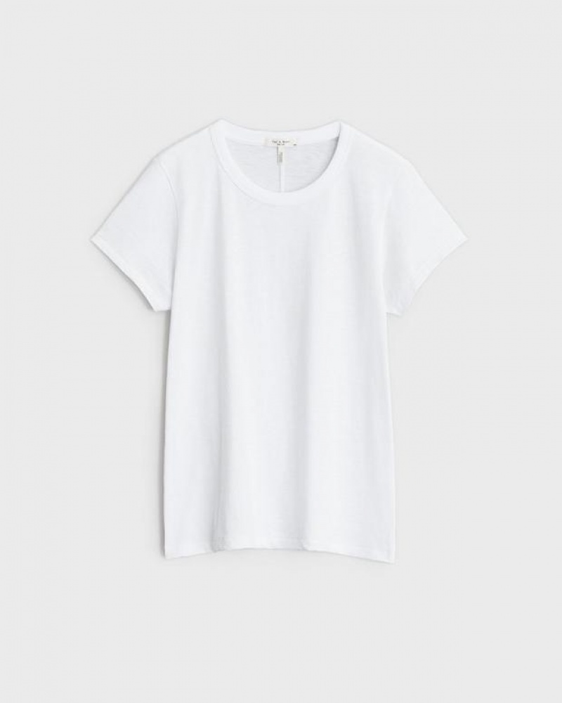 Rag & Bone The Slub Tee Pima Baumwoll Tee T-Shirt Damen Weiß | 173985-IYV