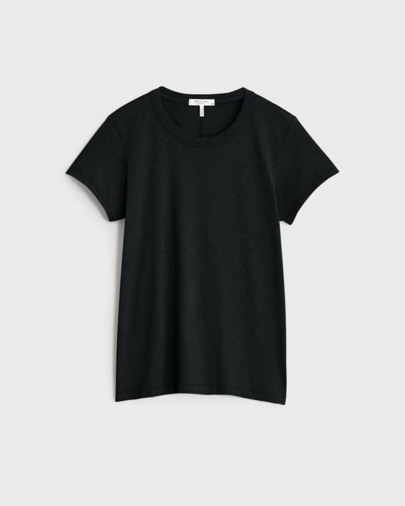 Rag & Bone The Slub Tee Pima Baumwoll Tee T-Shirt Damen Schwarz | 761938-FYH